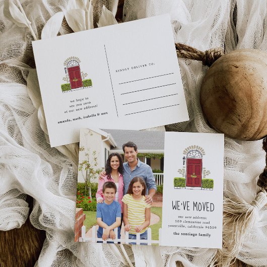 Faire-part de déplacement de porte rouge