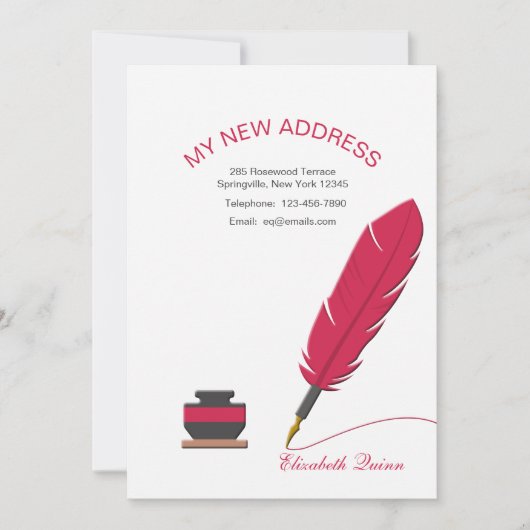Faire-part de déplacement de stylo d'inkwell et de (Devant)