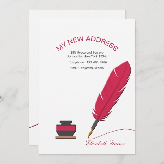Faire-part de déplacement de stylo d'inkwell et de (Devant / Derrière)