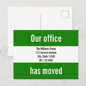 Faire-part de déplacement du bureau vert et blanc (Devant / Derrière)