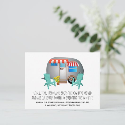 Faire-part de déplacement du camping-car (Debout devant)