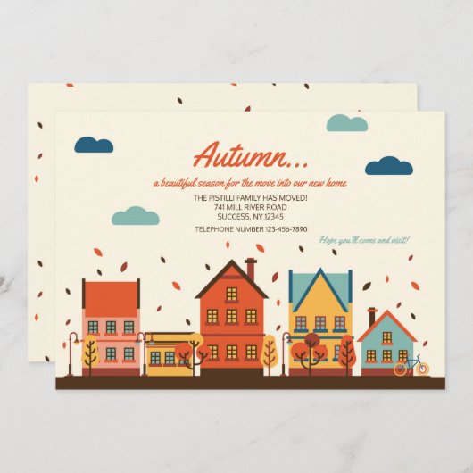 Faire-part de déplacement du quartier d'automne (Devant / Derrière)