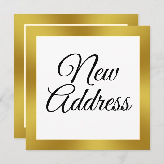 Faire-part de déplacement en or blanc et Faux (Devant / Derrière)