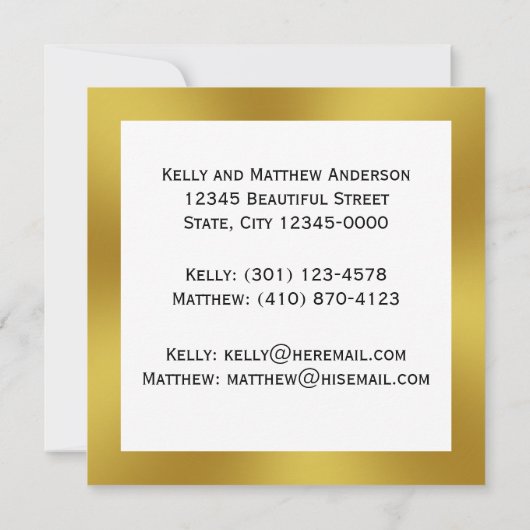 Faire-part de déplacement en or blanc et Faux (Dos)