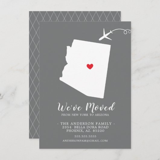 Faire-part de déplacement | État ARIZONA (Devant / Derrière)