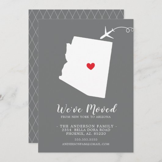 Faire-part de déplacement | État ARIZONA (Devant / Derrière)