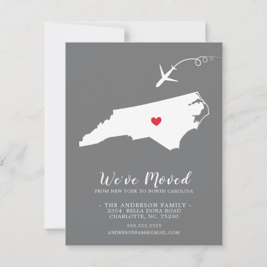 Faire-part de déplacement | État DE LA CAROLINE DU (Devant)