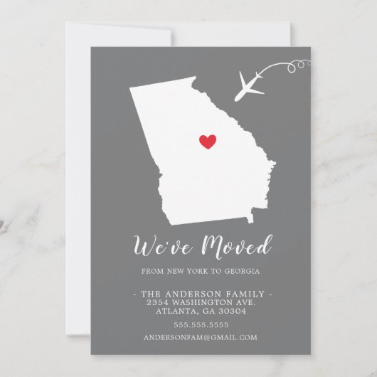 Faire-part de déplacement | Etat GÉORGIE (Devant)