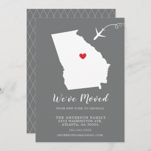 Faire-part de déplacement | Etat GÉORGIE (Devant / Derrière)