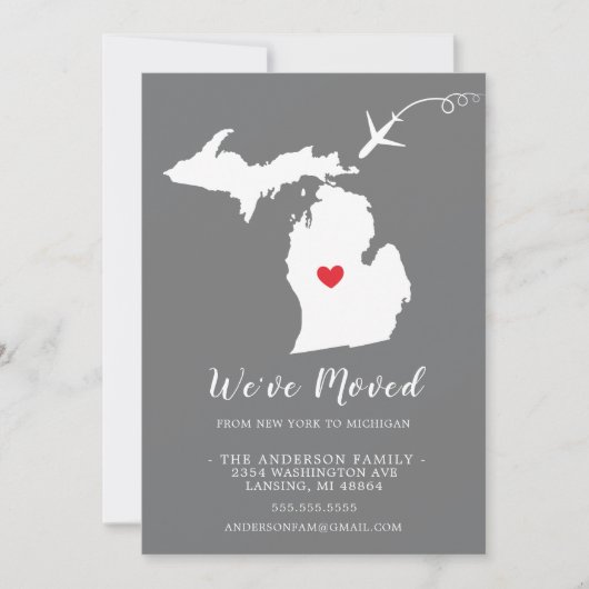 Faire-part de déplacement | Etat MICHIGAN (Devant)
