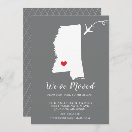 Faire-part de déplacement | État MISSISSIPPI (Devant / Derrière)