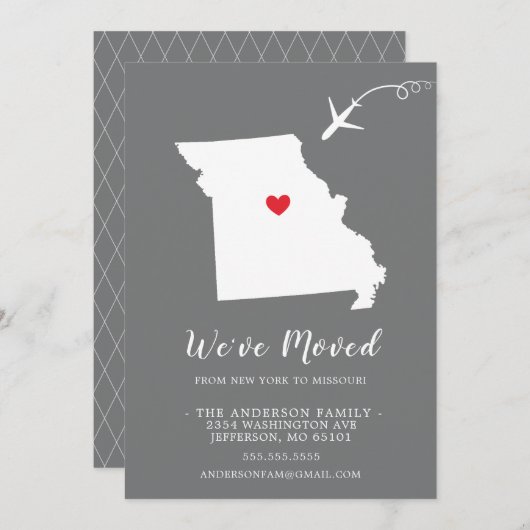 Faire-part de déplacement | État MISSOURI (Devant / Derrière)