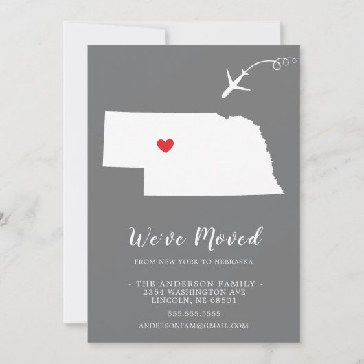 Faire-part de déplacement | Etat NEBRASKA (Devant)