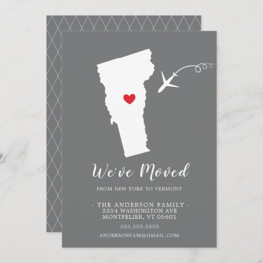Faire-part de déplacement | État VERMONT (Devant / Derrière)