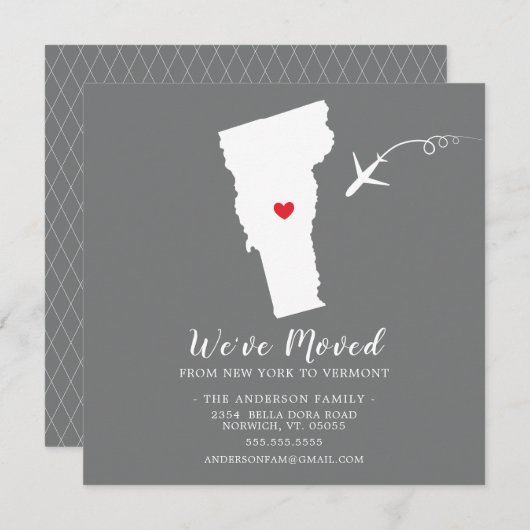 Faire-part de déplacement | État VERMONT (Devant / Derrière)
