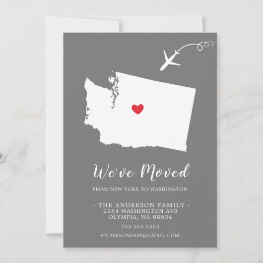 Faire-part de déplacement | Etat WASHINGTON (Devant)