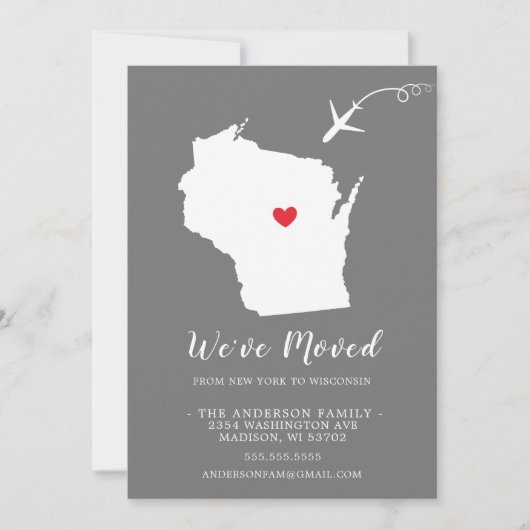Faire-part de déplacement | Etat WISCONSIN (Devant)