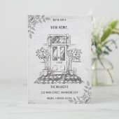 Faire-part de déplacement gris minimaliste (Debout devant)