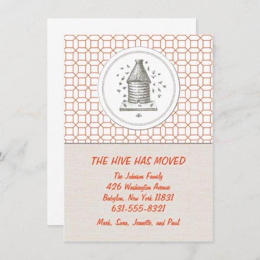 Faire-part de déplacement | Hiver | Orange (Devant / Derrière)