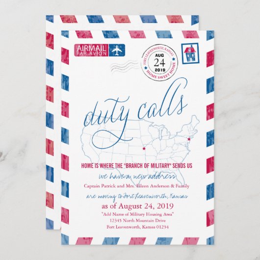 Faire-part de déplacement militaire de Fort Leaven (Devant / Derrière)