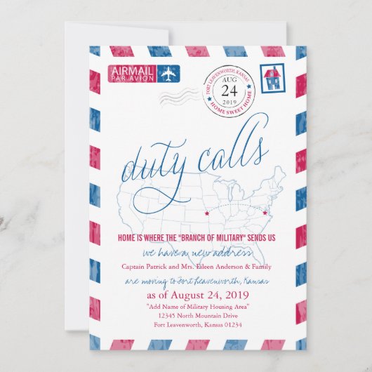 Faire-part de déplacement militaire de Fort Leaven (Devant)