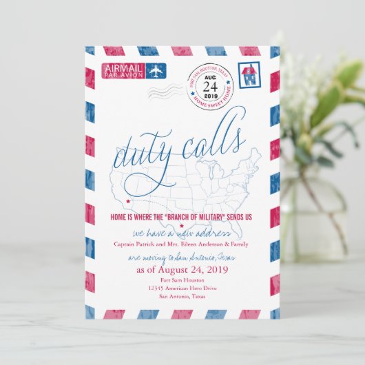 Faire-part de déplacement militaire de Fort Sam Ho (Debout devant)