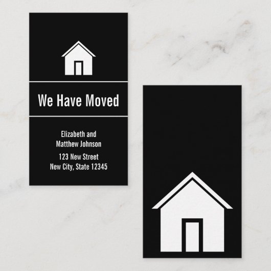 Faire-part de déplacement noir et blanc (Devant / Derrière)
