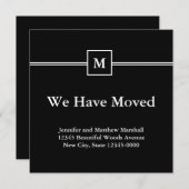 Faire-part de déplacement noir et blanc monogramme (Devant / Derrière)