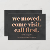 Faire-part de déplacement | Or et charbon de bois  (Devant / Derrière)