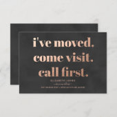 Faire-part de déplacement | Or et charbon de bois  (Devant / Derrière)