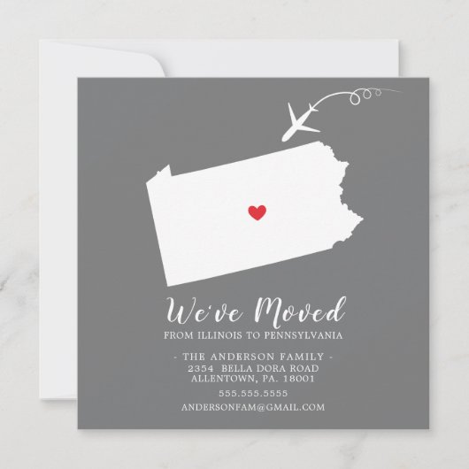 Faire-part de déplacement | PENNSYLVANIE D'Etat (Devant)