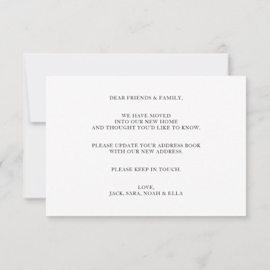 Faire-part de déplacement photo simple moderne (Dos)