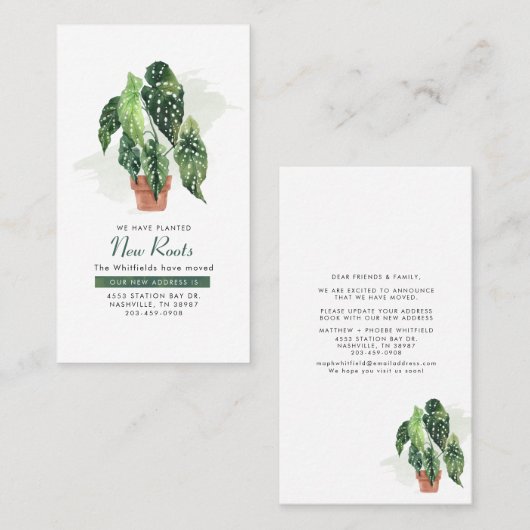 Faire-part de déplacement Plante aquarelle (Devant / Derrière)