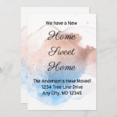 Faire-part de déplacement rose Gold et Blue Splash (Devant / Derrière)