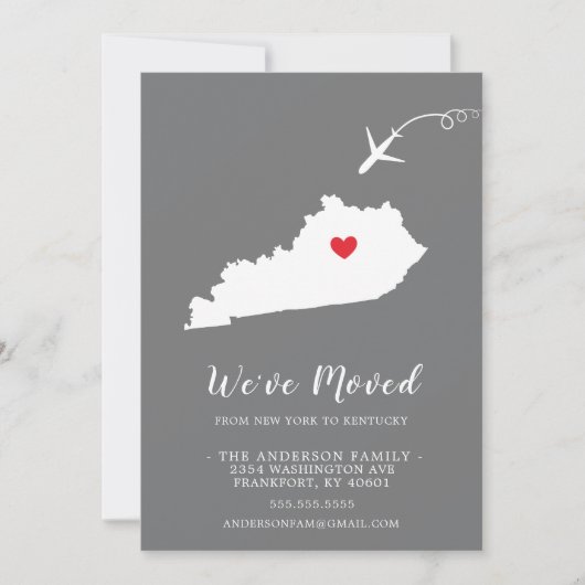 Faire-part de déplacement | State KENTUCKY (Devant)