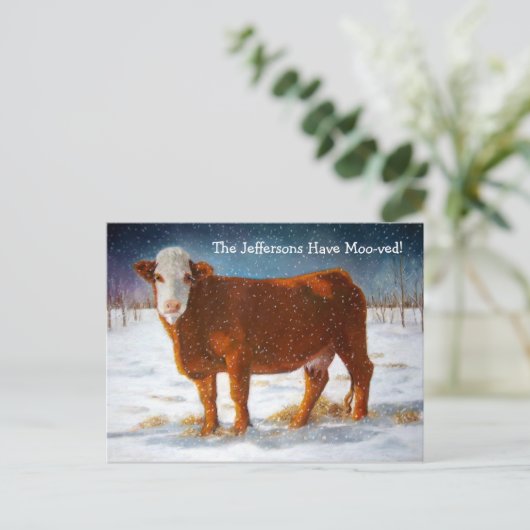 FAIRE-PART DE DÉPLACEMENT : VACHE À BOEUF HÉRÉFORD (Debout devant)