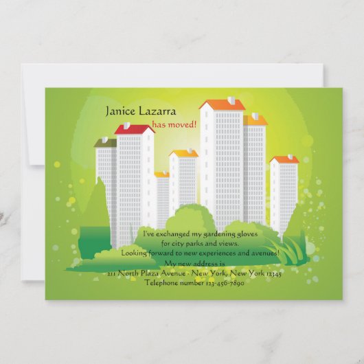 Faire-part de déplacement vert de la ville (Devant)
