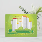 Faire-part de déplacement vert de la ville (Debout devant)