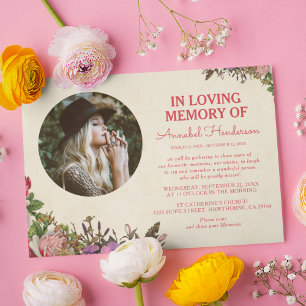 Faire-part de deuil photo florale charmante en sou