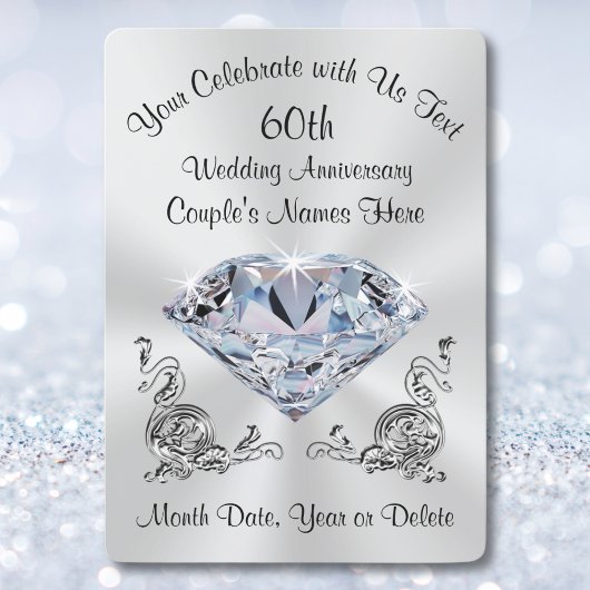 Faire-part de diamant de 60 ans personnalisés et é