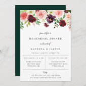 Faire-part de dîner de répétition floral Bourguogn (Devant / Derrière)