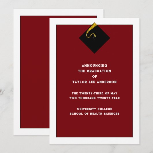 Faire-part de diplôme (Devant / Derrière)