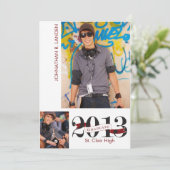 Faire-part de diplôme| 3 Maroon photo (Debout devant)