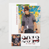 Faire-part de diplôme| 3 Maroon photo (Devant / Derrière)