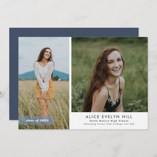 Faire-part de diplôme à double cadre (Devant / Derrière)