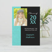 Faire-part de diplôme Aqua Photo Invitation (Debout devant)