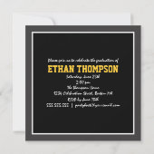 Faire-part de diplôme avec 3 photos Black Gold (Dos)