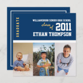 Faire-part de diplôme avec 3 photos dans la marine (Devant / Derrière)