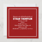 Faire-part de diplôme avec 3 photos en rouge (Dos)