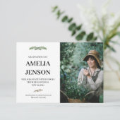 Faire-part de diplôme avec botanique souple (Debout devant)